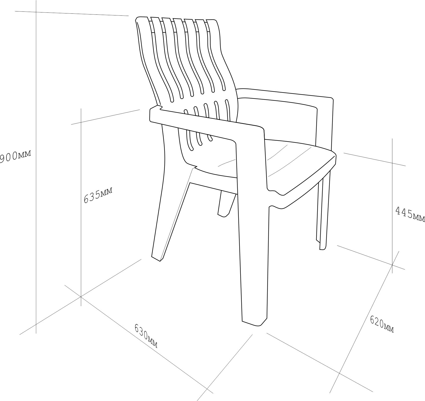 Стул садовый с подлокотниками Rattan CHICAGO из пластика